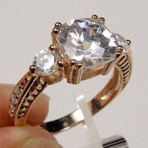 14kt Rose Gold Plated Sterling Silver CZ Ring